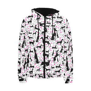 Greyhound Pattern Print Design 02 Men's Padded Hooded Jacket