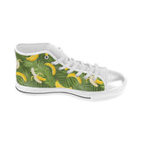 Banana Palm Leaves pattern Women's High Top Canvas Shoes White