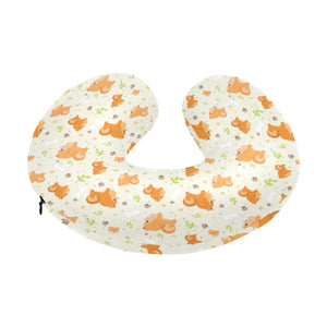 Cute brown pomeranian paw leave bone pattern U-Shaped Travel Neck Pillow