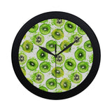 Watercolor kiwi pattern Elegant Black Wall Clock