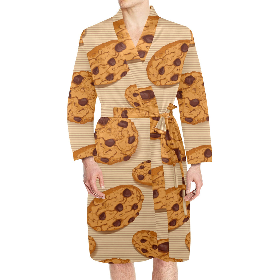 Cookie pattern Men's Long Sleeve Belted Night Robe