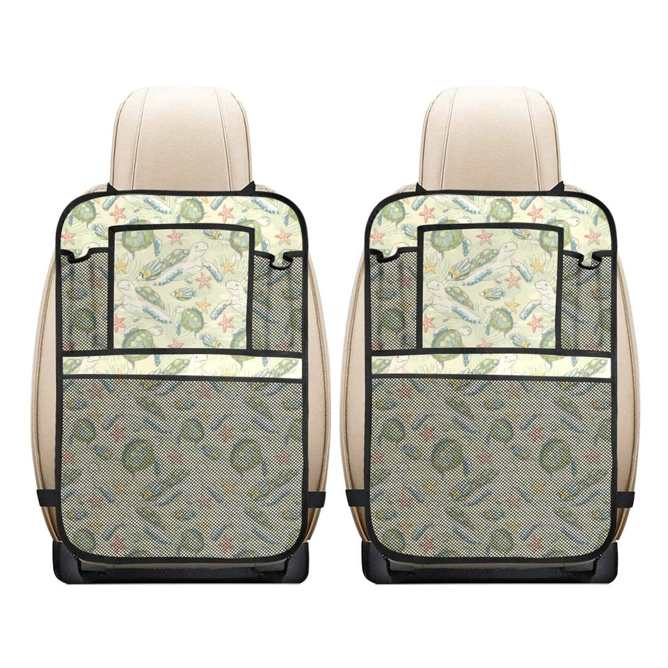 Hand drawn sea turtle fish pattern Car Seat Back Organizer