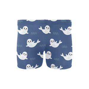 Cute white baby sea lion seal pattern Men's Swimming Trunks