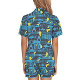 Shark dangerous Women's V-Neck Short Pajama Set