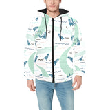Crocodile diver pattern Men's Padded Hooded Jacket