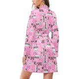 Piano Pattern Print Design 01 Women's Long Sleeve Belted Night Robe