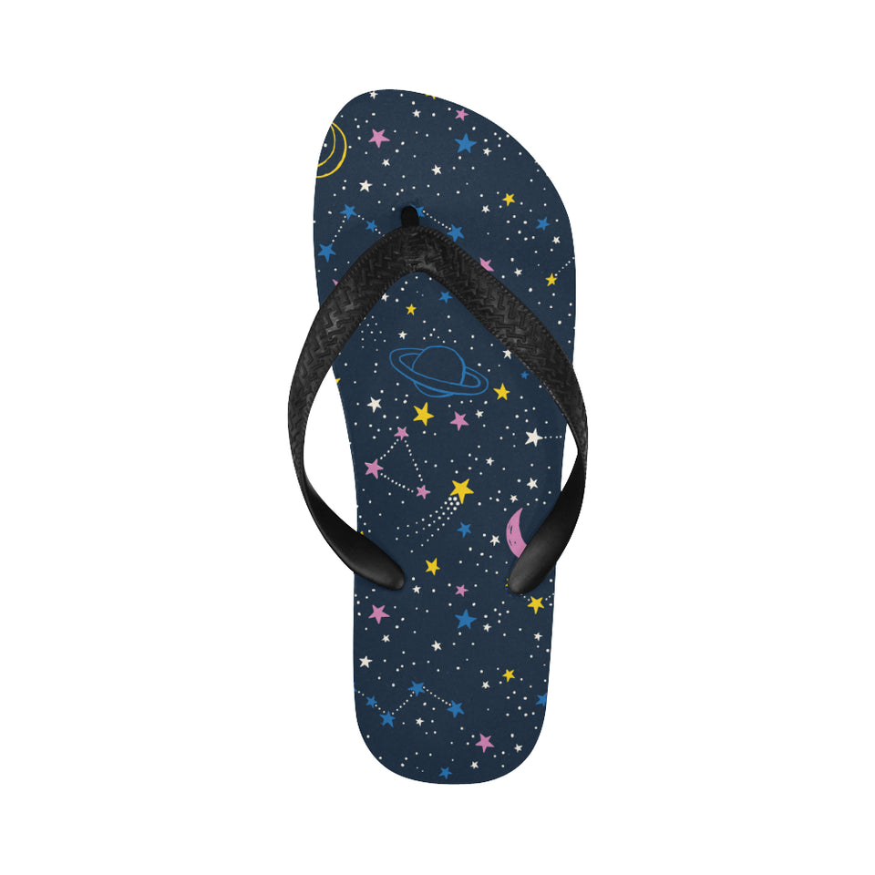 space pattern with planets, comets, constellations Unisex Flip Flops