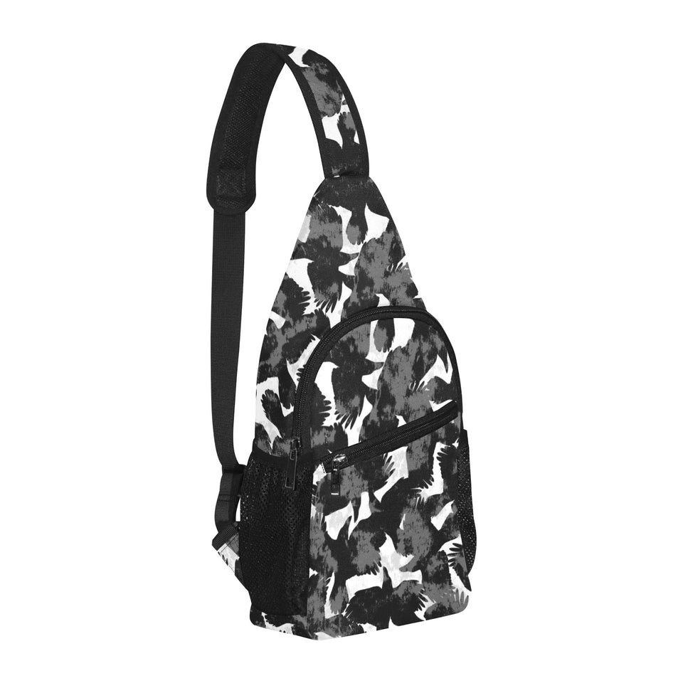 Crow illustration pattern All Over Print Chest Bag