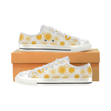 Sun design pattern Women's Low Top Canvas Shoes White
