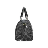 Spider web design pattern Black background white c Travel Bag
