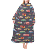 Camper Van Pattern Print Design 02 Blanket Robe with Sleeves