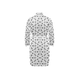 arabic gray pattern Men's Long Sleeve Belted Night Robe