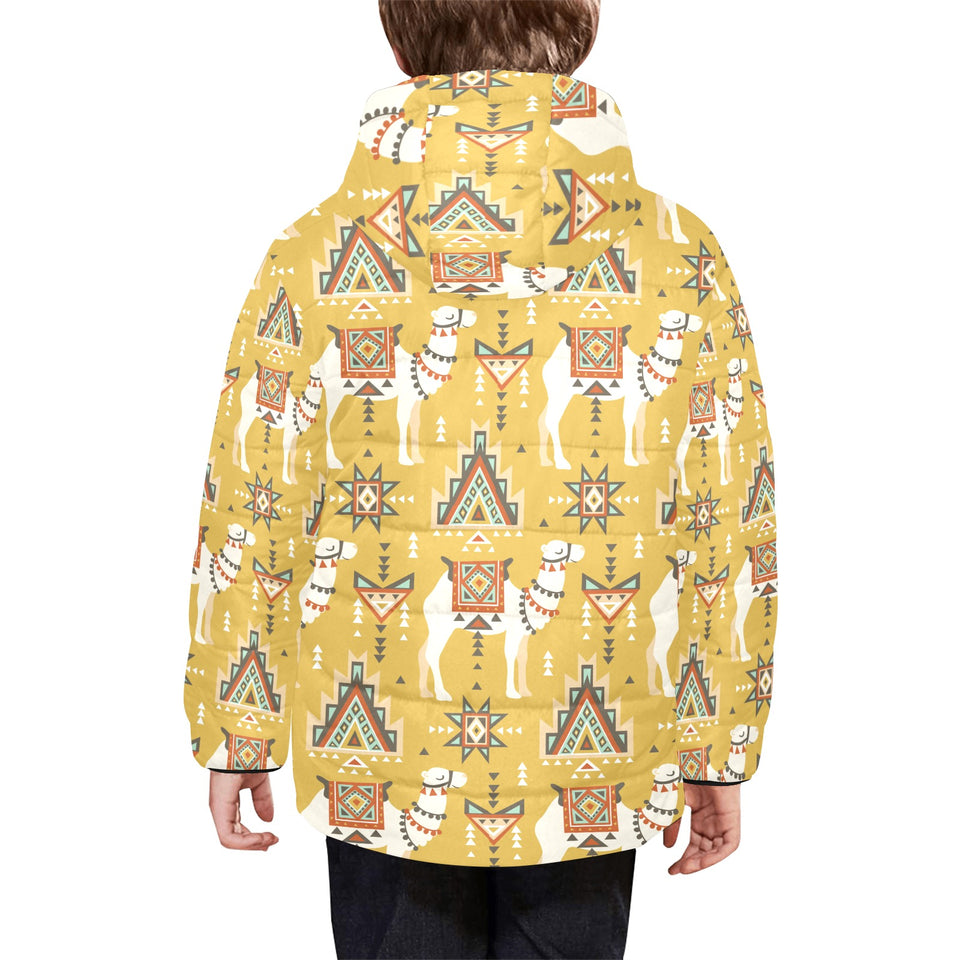 Camels ethnic motif pattern Kids' Boys' Girls' Padded Hooded Jacket