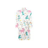 Colorful unicorn pattern Men's Long Sleeve Belted Night Robe
