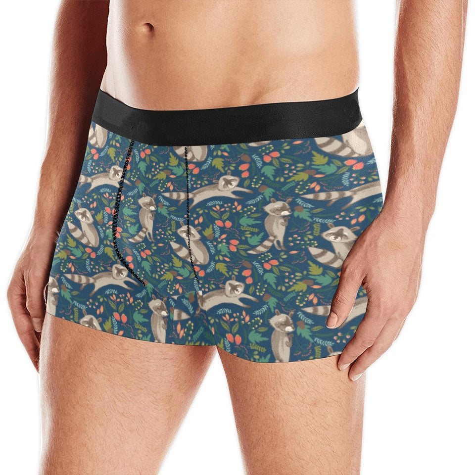 Raccoon tropical leaves pattern Men's All Over Print Boxer Briefs Men's Underwear