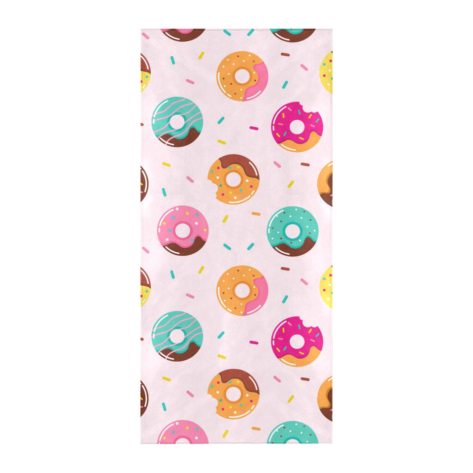 Donut pattern glaze pink background Beach Towel