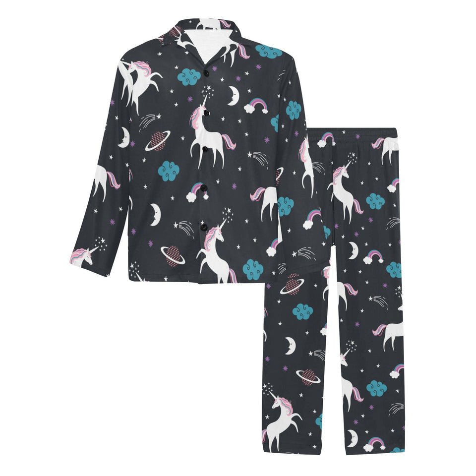 unicorn rainbows moon clound star pattern Men's Long Pajama Set