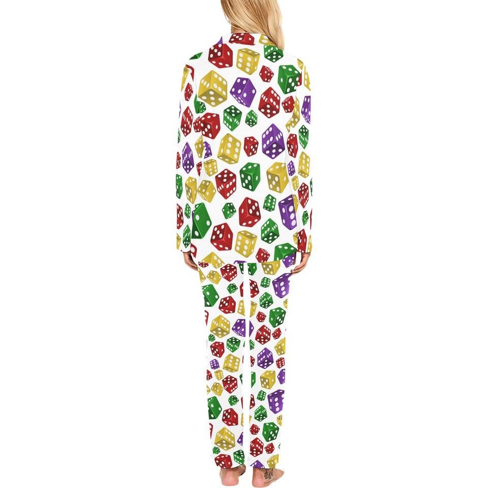 Dice Pattern Print Design 03 Women's Long Pajama Set
