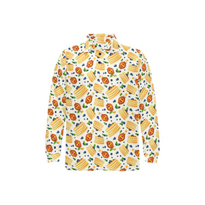 Pancake Pattern Print Design 02 Men's Long Sleeve Polo Shirt