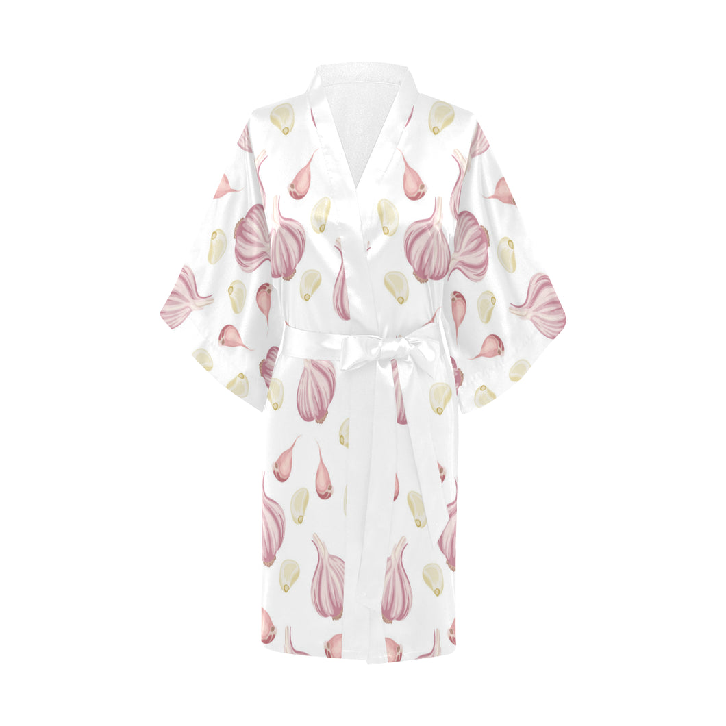 Garlic pattern Women's Short Kimono Robe