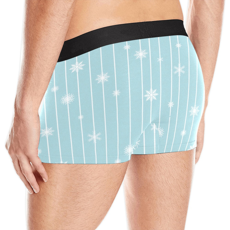 Snowflake pattern blue stripe background Men's All Over Print Boxer Briefs Men's Underwear