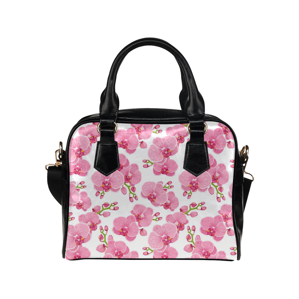 pink purple orchid pattern background Shoulder Handbag