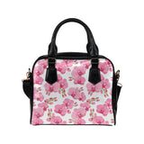 pink purple orchid pattern background Shoulder Handbag
