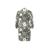 Gear Pattern Print Design 02 Men's Long Sleeve Belted Night Robe