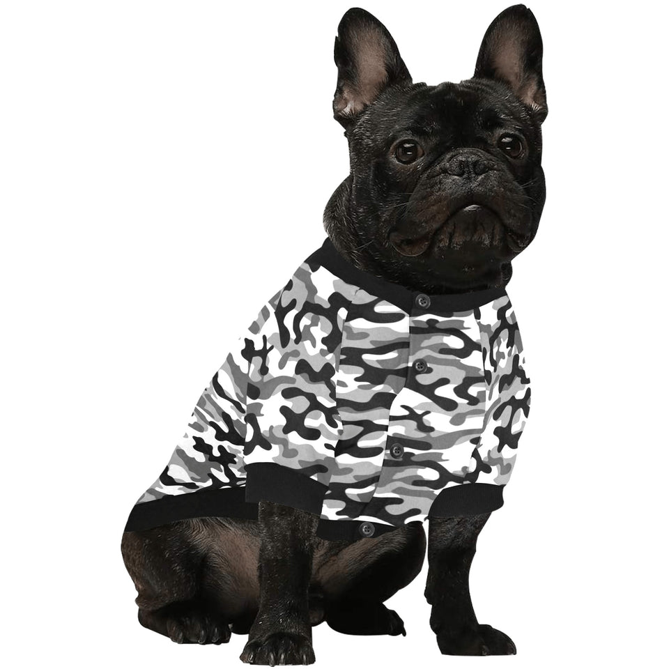 Black white camouflage pattern All Over Print Pet Dog Round Neck Fuzzy Shirt