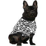 Black white camouflage pattern All Over Print Pet Dog Round Neck Fuzzy Shirt