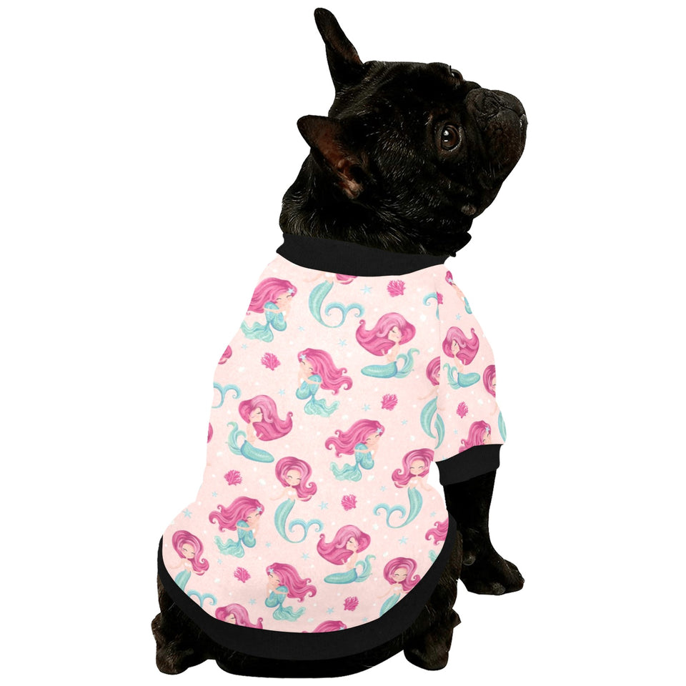 Cute little mermaid pattern All Over Print Pet Dog Round Neck Fuzzy Shirt