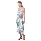 Bowling ball and pin gray background V-Neck Open Fork Long Dress