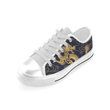 Gold dragon pattern Men's Low Top Shoes White