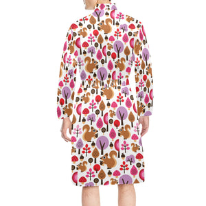 Squirrel Pattern Print Design 02 Men's Long Sleeve Belted Night Robe