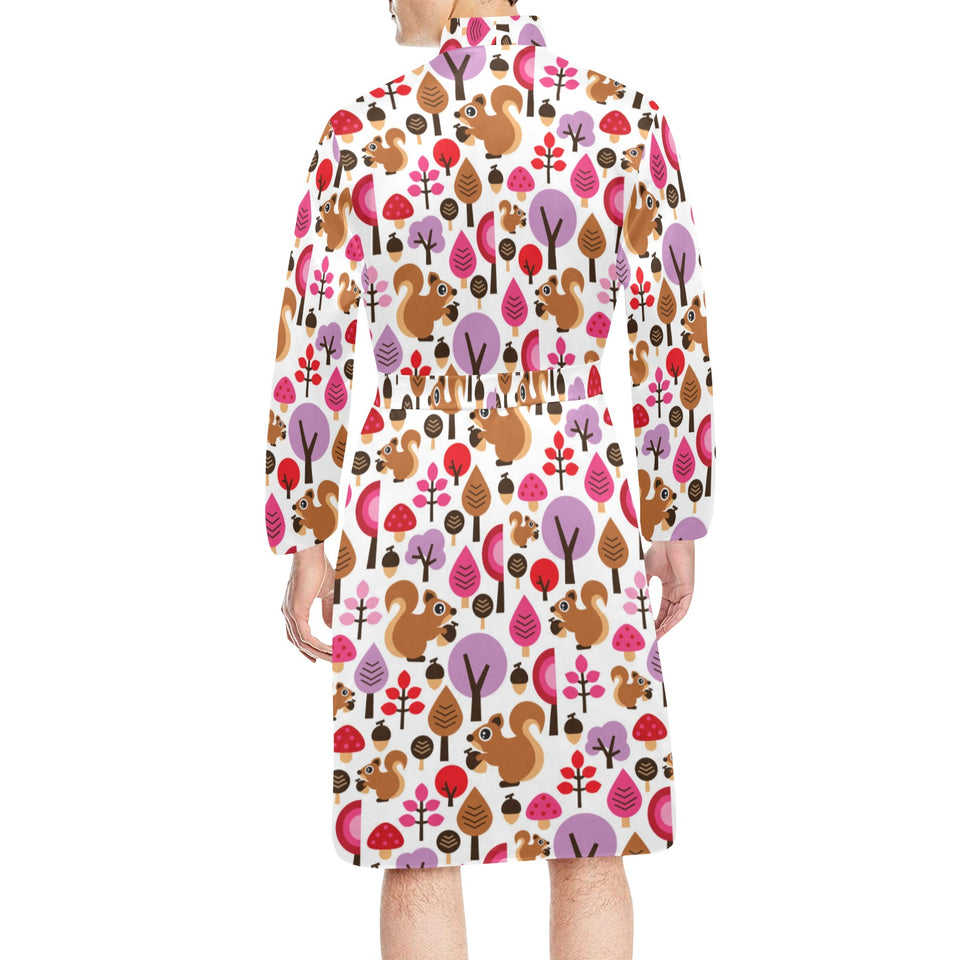 Squirrel Pattern Print Design 02 Men's Long Sleeve Belted Night Robe