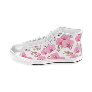 pink purple orchid pattern background Women's High Top Canvas Shoes White