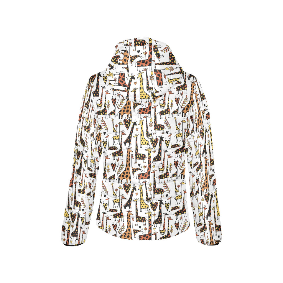 Giraffe Pattern Print Design 05 Women's Padded Hooded Jacket