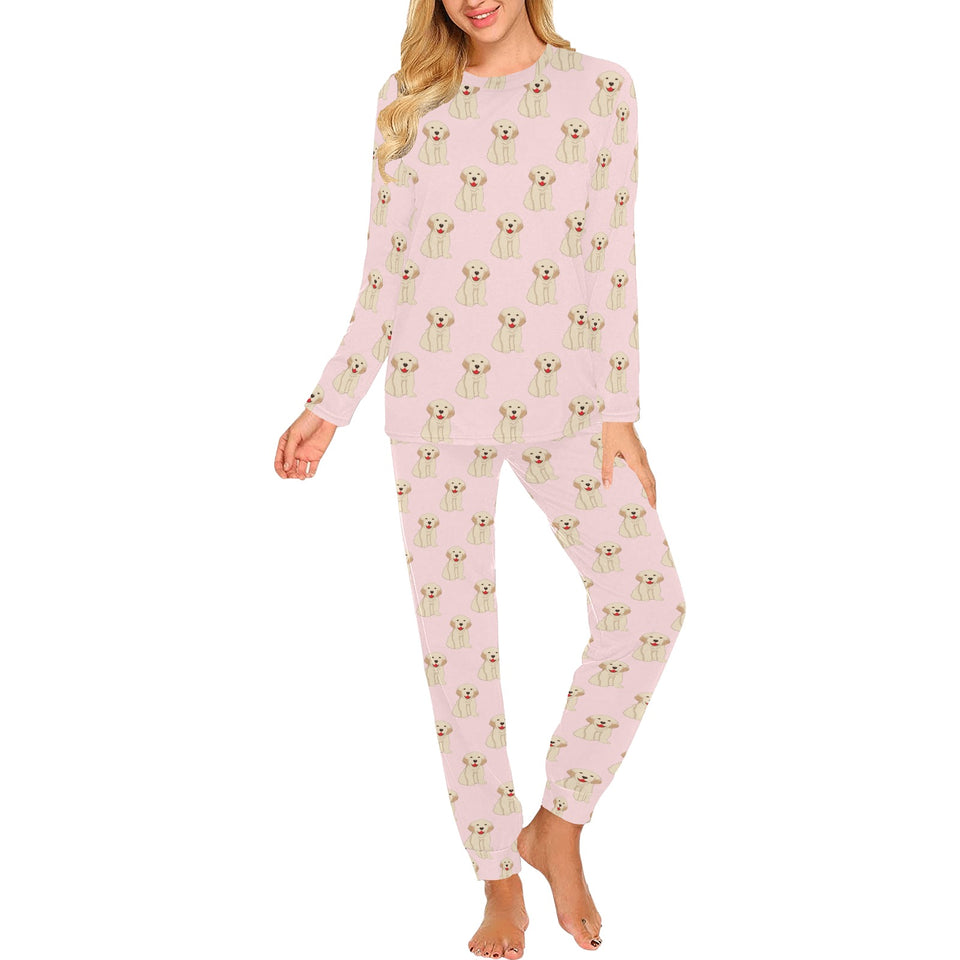 Golden Retriever Pattern Print Design 02 Women's All Over Print Pajama Set