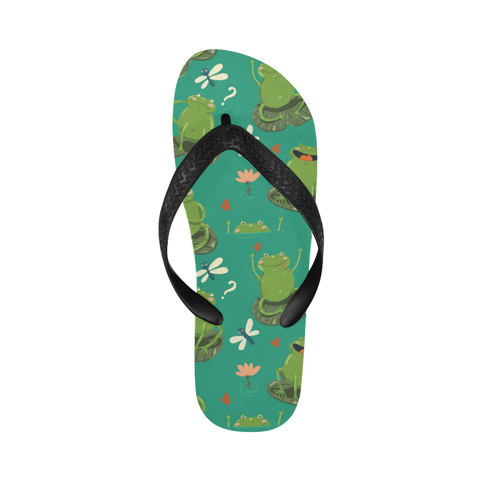 Cute frog dragonfly design pattern Unisex Flip Flops