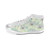 French bulldog hawaii blackground Women's High Top Canvas Shoes White