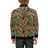 Colorful papaya tropical leaves Kids' Boys' Girls' Bomber Jacket