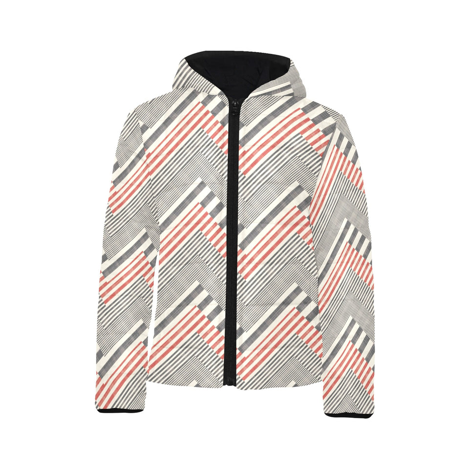 zigzag chevron striped pattern Kids' Boys' Girls' Padded Hooded Jacket