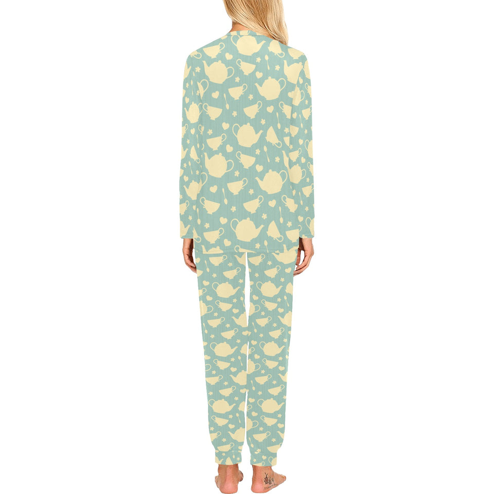 Tea pots Pattern Print Design 02 Women's All Over Print Pajama Set