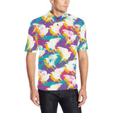Colorful crow illustration pattern Men's All Over Print Polo Shirt