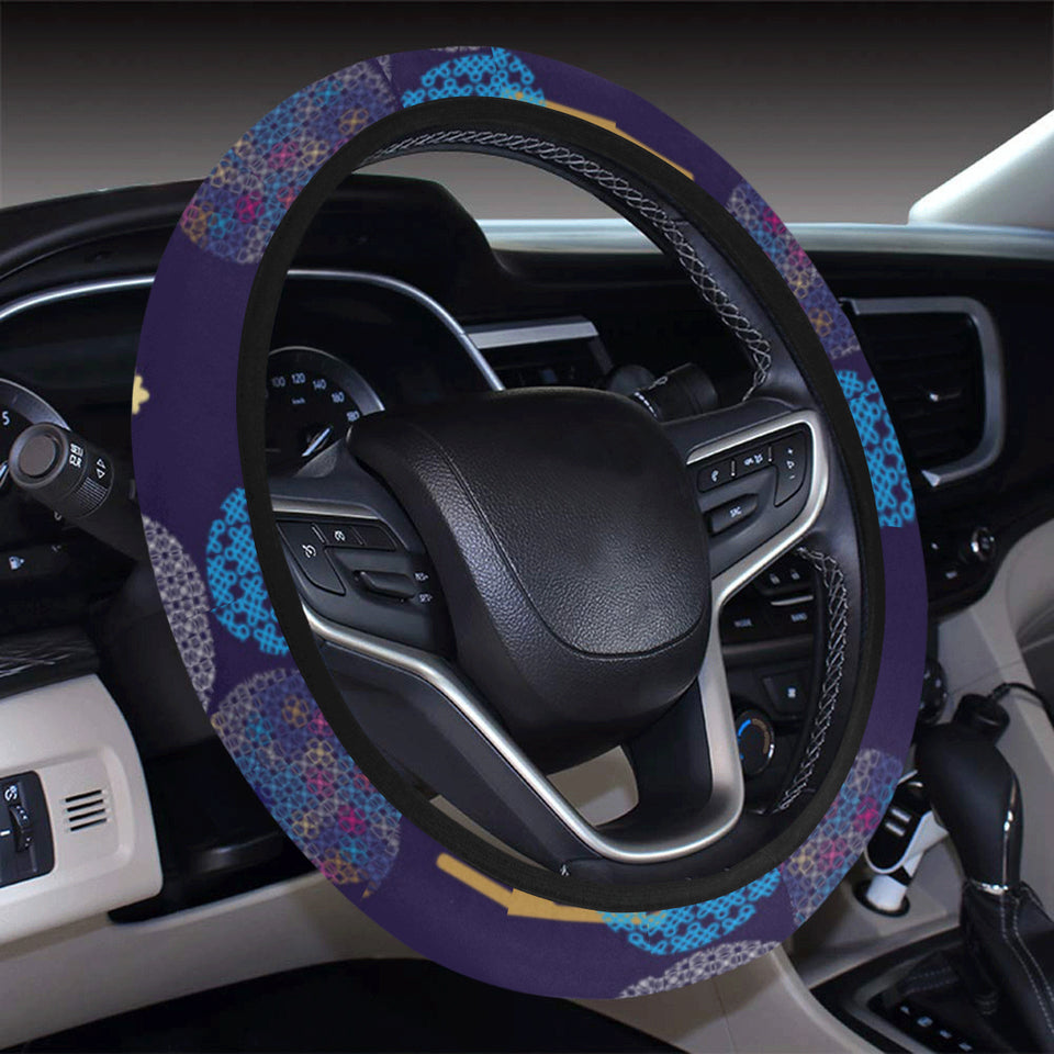 Blue japanese pattern cloud wave flower Car Steering Wheel Cover