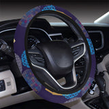 Blue japanese pattern cloud wave flower Car Steering Wheel Cover