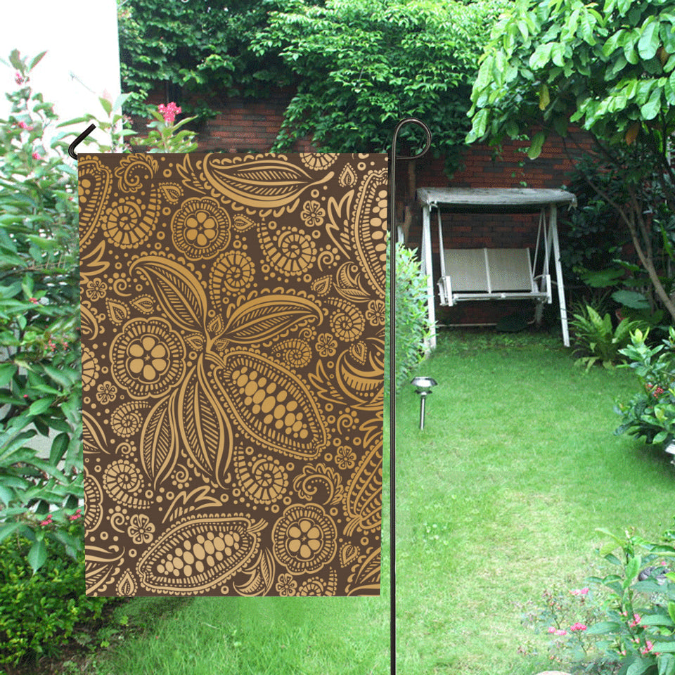 cacao beans tribal polynesian pattern background House Flag Garden Flag