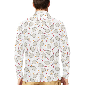Tennis Pattern Print Design 04 Men's Long Sleeve Polo Shirt