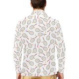 Tennis Pattern Print Design 04 Men's Long Sleeve Polo Shirt