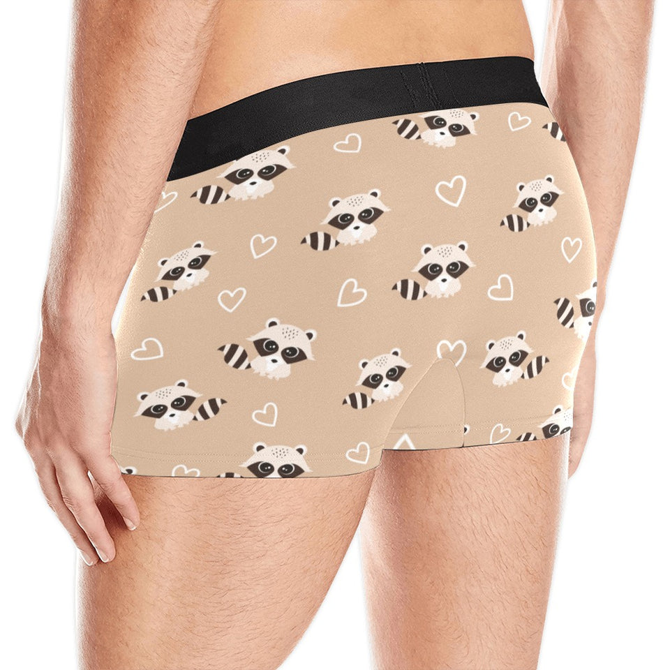 Cute raccoon heart pattern Men's All Over Print Boxer Briefs Men's Underwear